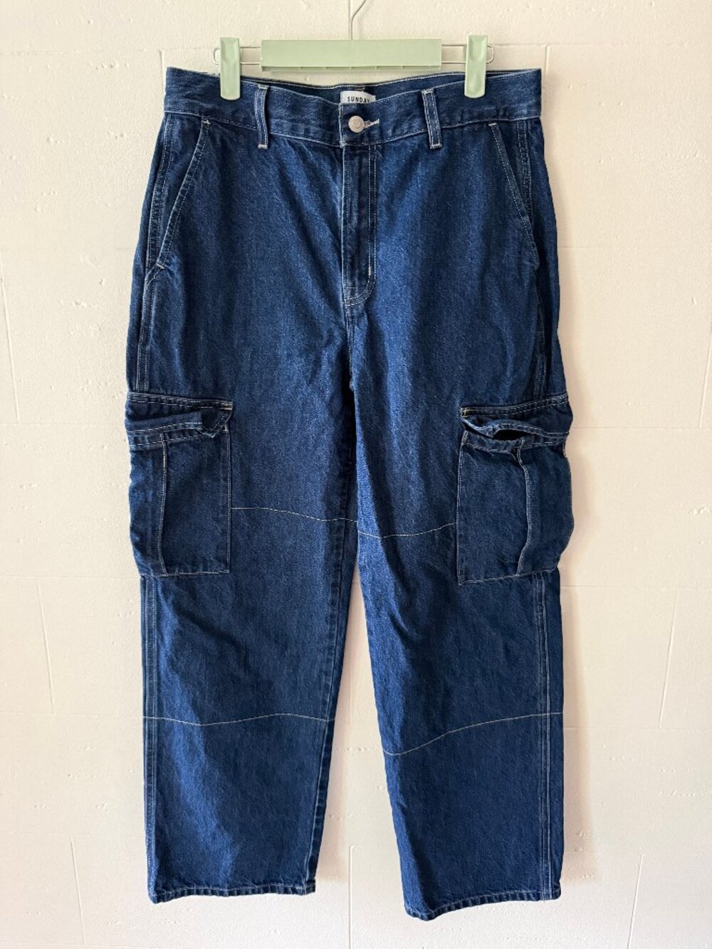 Aritzia Sunday Best | Walker Wide Leg Dark Wash Cargo Jean | Size 10 - Picture 2 of 12